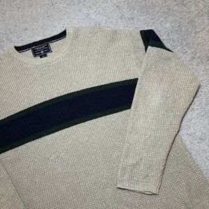 American Eagle Outfitters Sweater L Men Beige Blue Green Chest 48" Length 25.5"